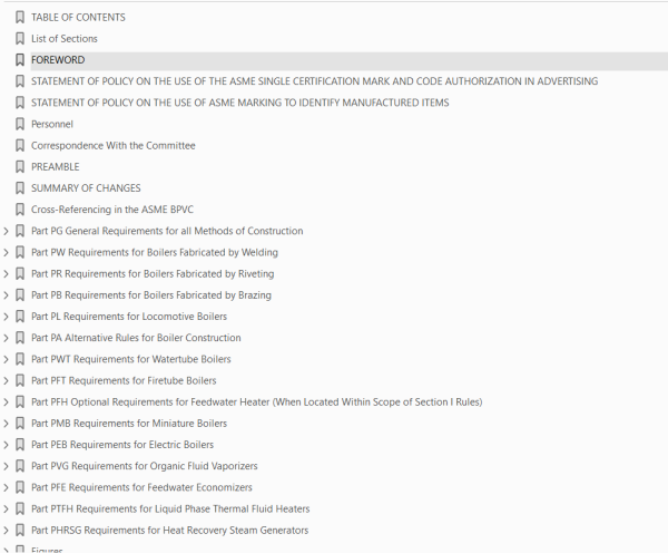 ASME Section I bookmarks