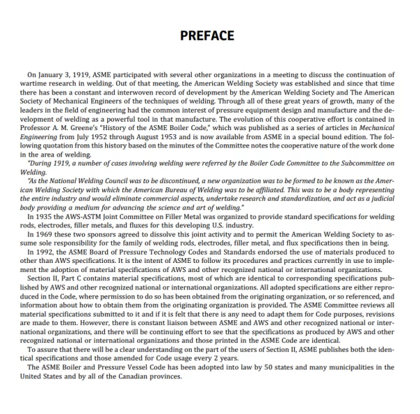 ASME Section II Part C preface