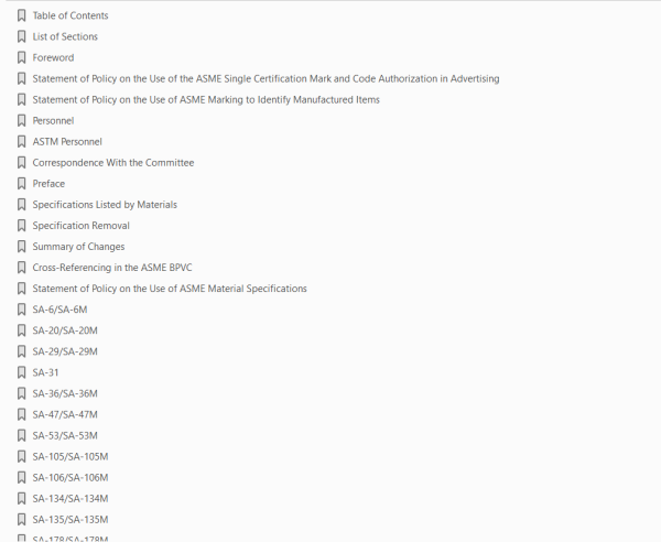 ASME Section II part A bookmarks 1