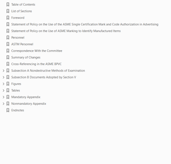 ASME Section V bookmarks